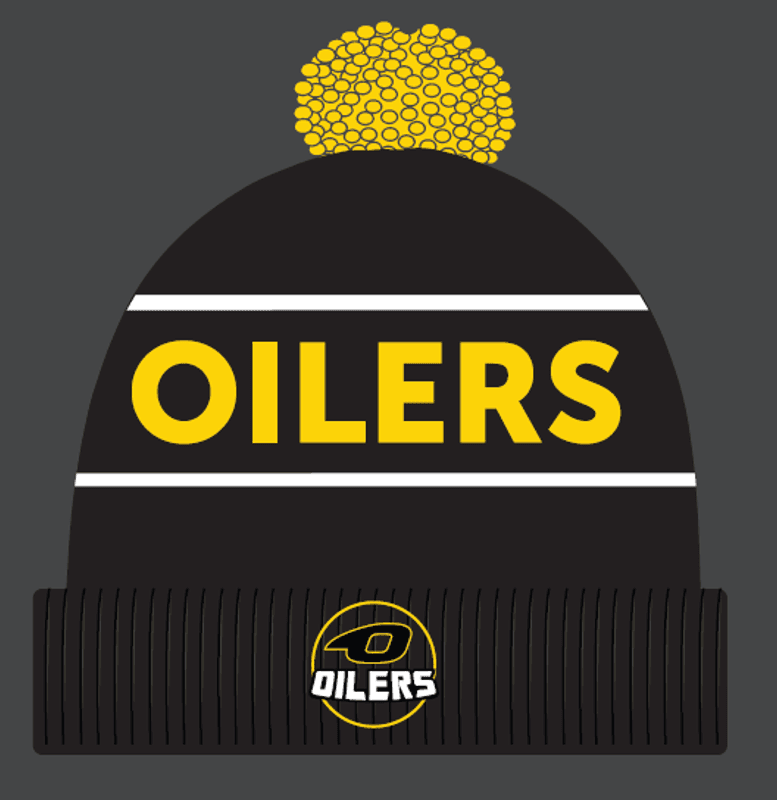 Lue med Oilers gul skrift